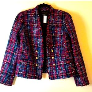 Talbots Wool Blend Tweed Open Blazer NEW